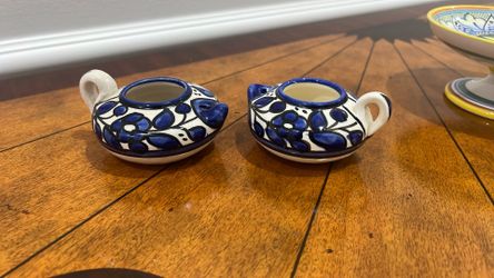 Armenian Blue Ornate Ceramic Candle Holder