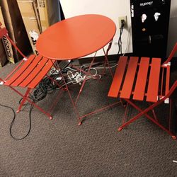 Premium Frame Patio Bistro Set, Folding Outdoor Patio Furniture Sets, 3 Piece Patio Set of Folding Patio Table and Chairs, red