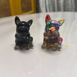 Black Brindle Frenchie & Merle French Bulldog Figurines 