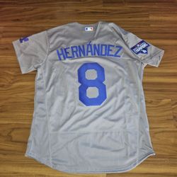 Dodgers Mens Hernandez grey with 2020 world series  patch $50ea m LG xl only