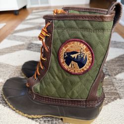 LL Bean Signature Line Quilted Boots with Patch "Explore the Maine Woods" Men’s 9M