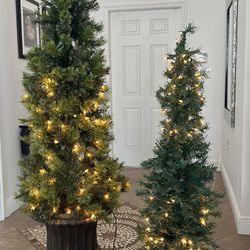 6ft And 4 1/2ft  Artificial Topiary Tree Both $30 / Planta Artificial Las Dos $30