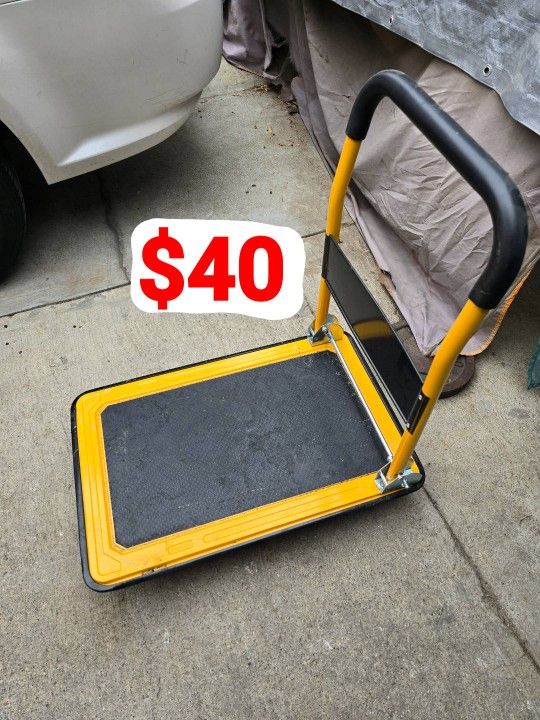 Foldable Platform Truck Push Dolly 330 lb. Weight Capacity Black and Yellow