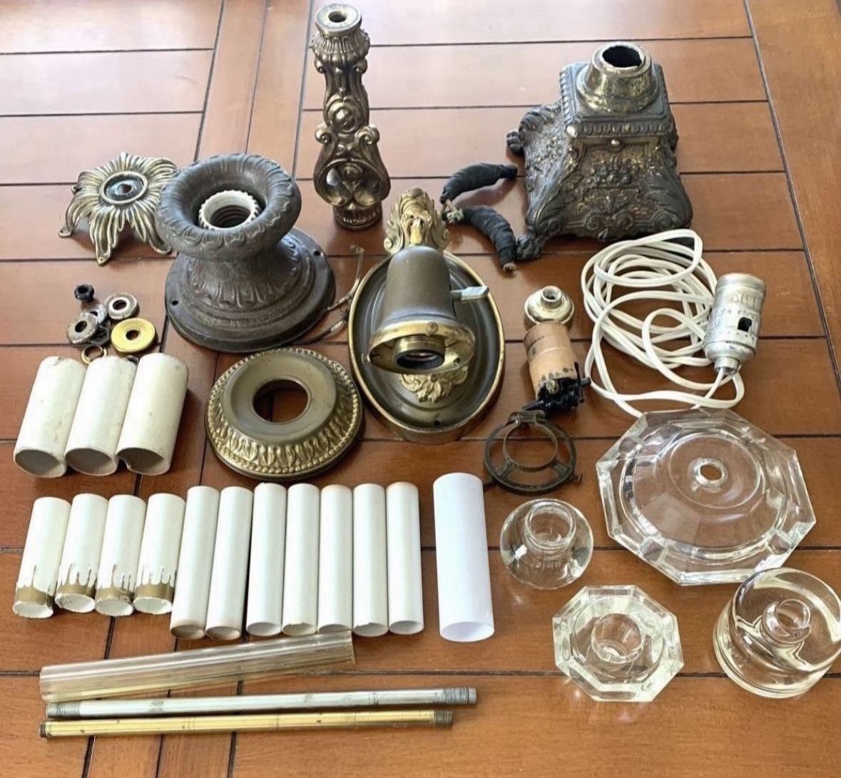 Lot of Antique Light Fixture / Lamp Parts