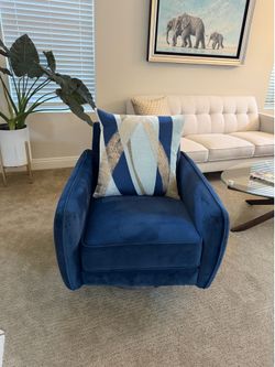 Blue Velvet Swivel Accent Chairs, Set of 2 - Excellent Condition