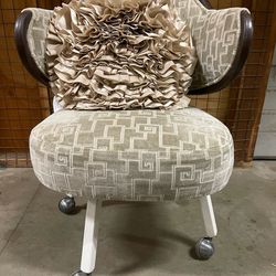 Custom Upholstered Swivel Rolling Chair