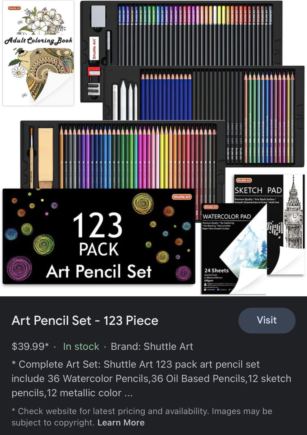 Art Pencil Set - 123 Piece