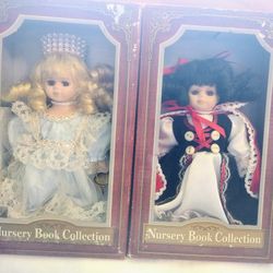 Nursery Book Collection Porcelain Dolls Set Of 2