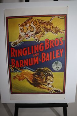 Vintage 1970s Ringling Bros Barnum & Bailey Circus Poster – Tiger & Lion (P-21)
