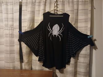 Womens Halloween Spider Web Cold-Shoulder Batwing Tunic/Dress.