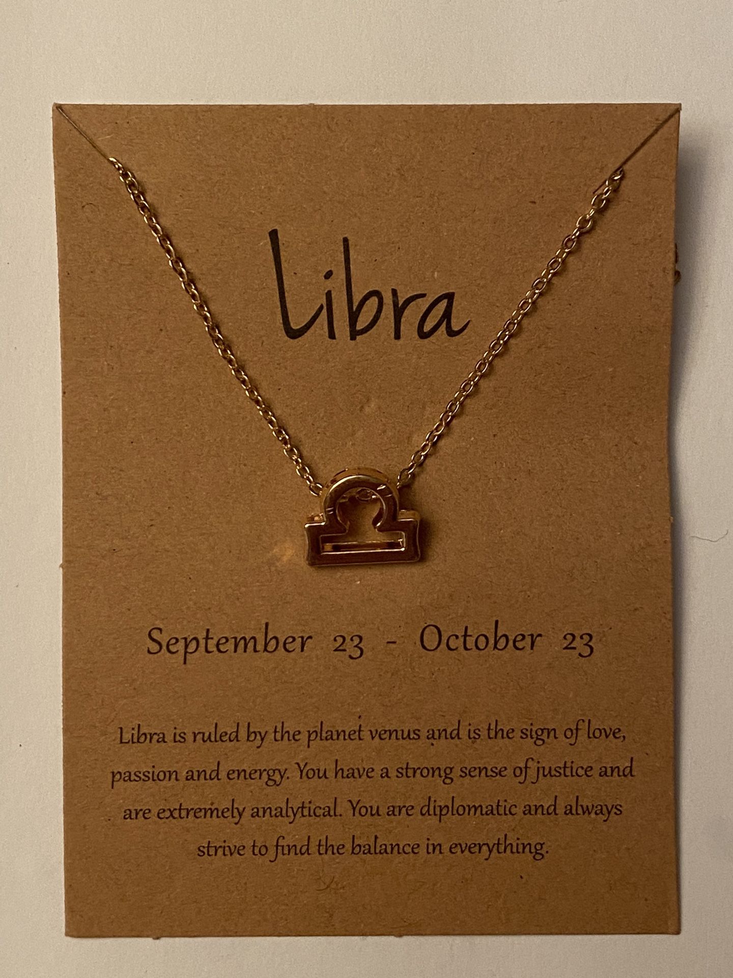 Fashion Gold Plate Libra Pendant Necklace