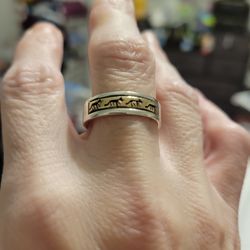 14k & Sterling Silver Indian Made Band Ring