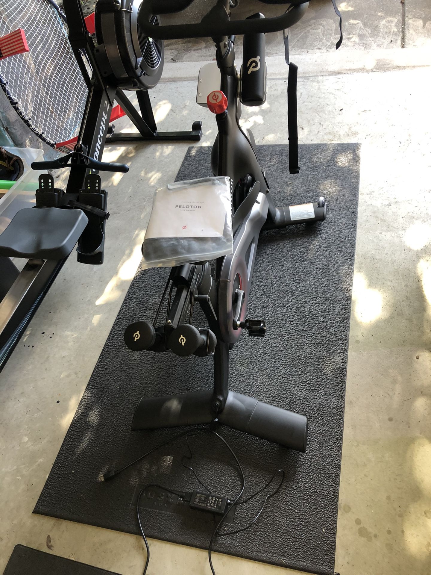 Generation 3 Like-New Peloton Bike w/ Weights, Mat, HeartBeat Monitor, and Waterbottle