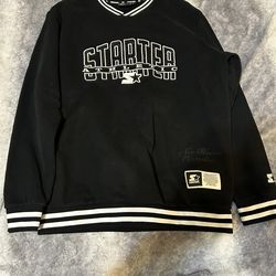 Starter athletic spell out logo black sweatshirt size large nwot