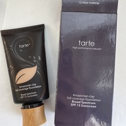 Tarte Amazonian Clay 12-Hr Full Cover Foundation Light-Medium Beige SPF 15 NIB