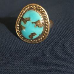Native Sterling Silver Turquoise Stone Ring Free Size 