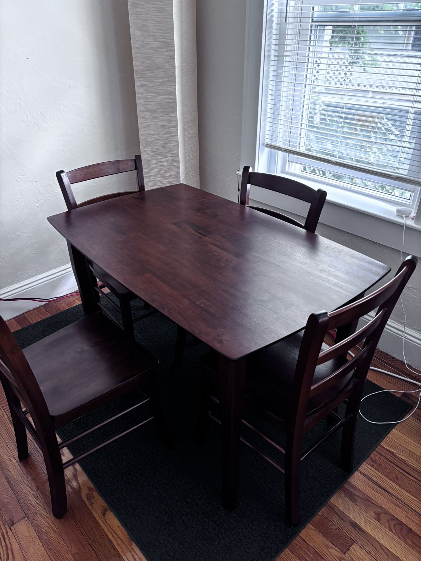 Winsome Inglewood 5-PC Set Table w/ 4 Ladderback Chairs Dining, Walnut