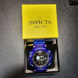 *NEW* Invicta Racing Burnout Digital Transparent Blue 52mm with Tags and Box