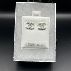 Double C 925 silver earrings with swarovski crystals 