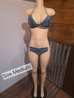 New Fattyeery Women's 2piece swimsuit, Summer Swimwear Denim Bikini Pattern