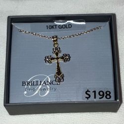 10kt Gold Fancy Cross Necklace