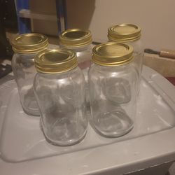 5 packs of BRAND NEW 32oz glass Mason jars