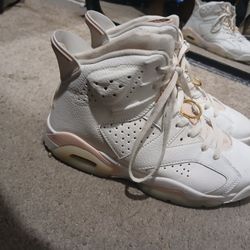 Air Jordan 6 Retro White Pink Gold Women’s Sneakers Size 10 Clean