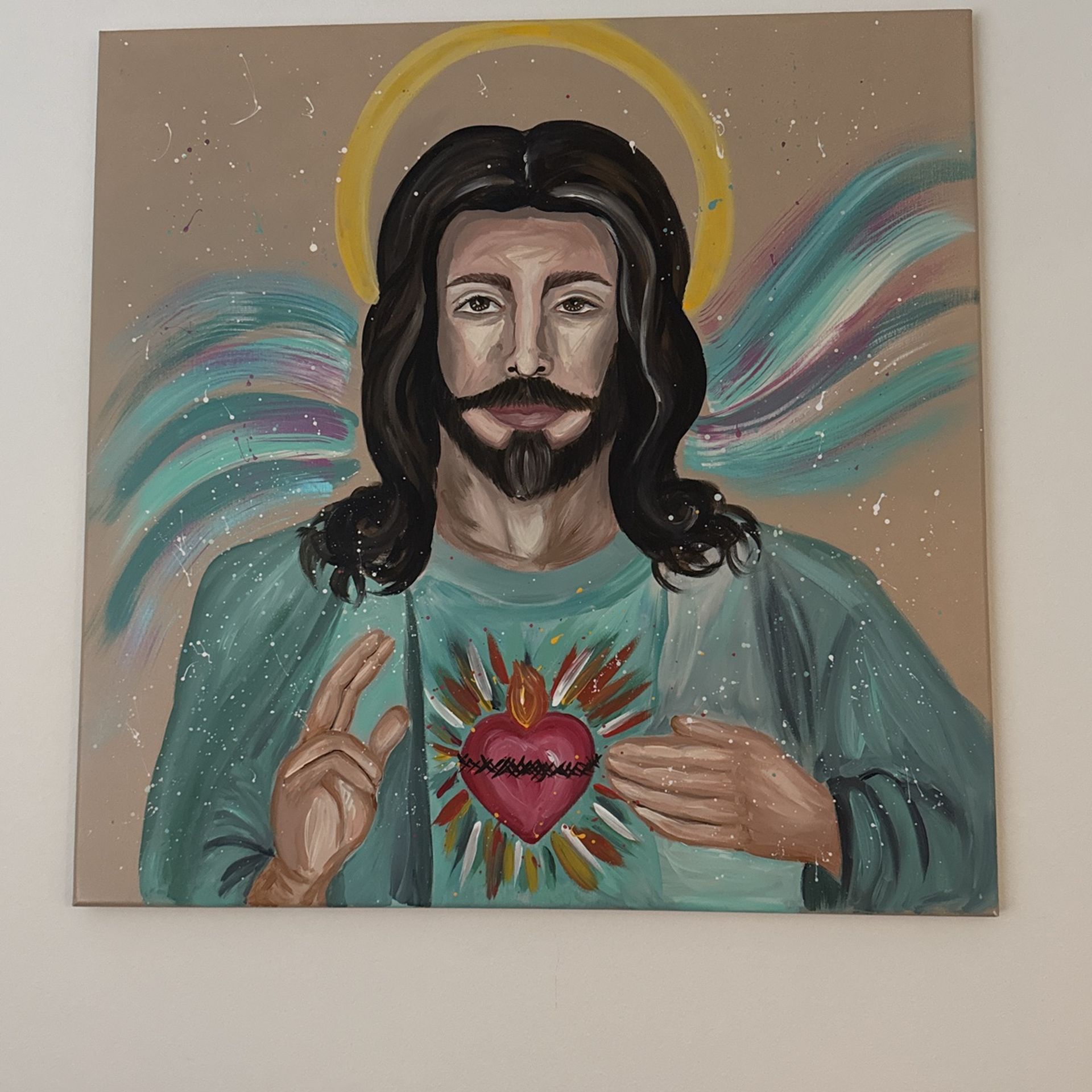 Religious Paint. Sacred Heart Of Jesus