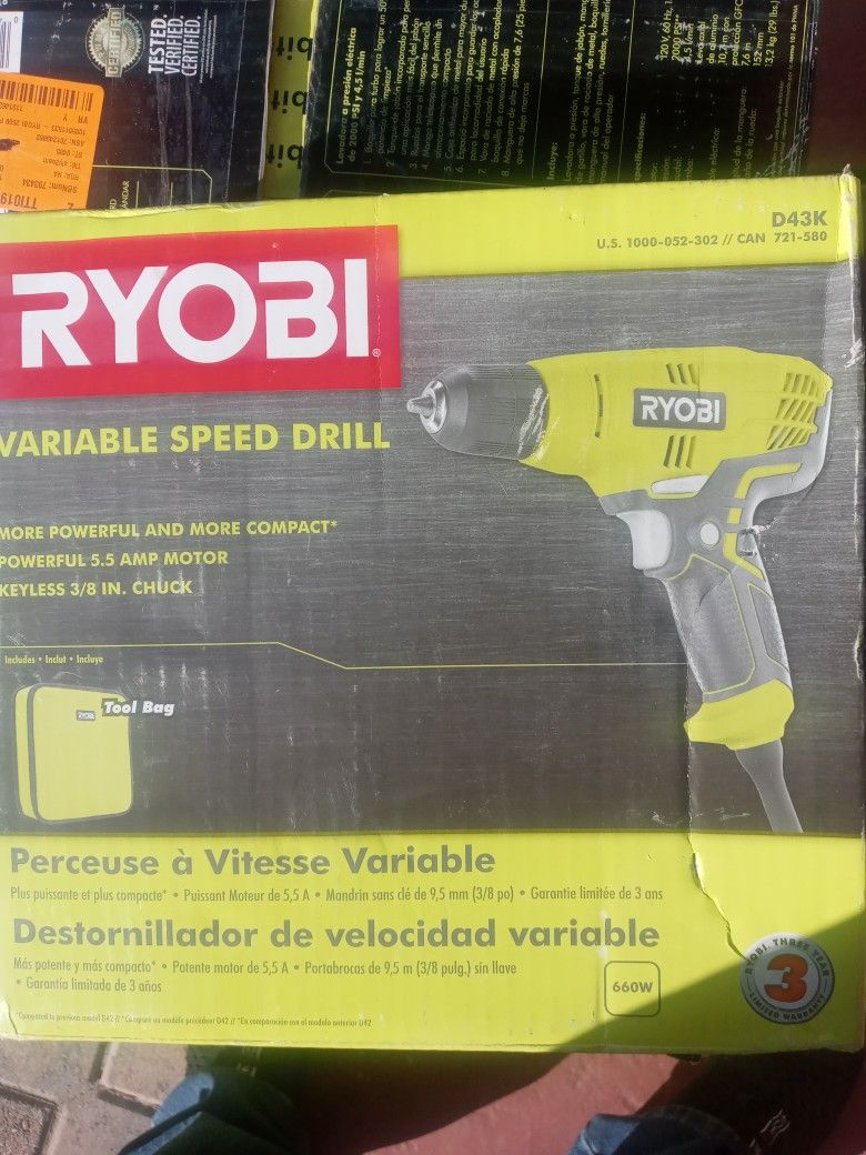 Ryobi Electric Drill With Bag