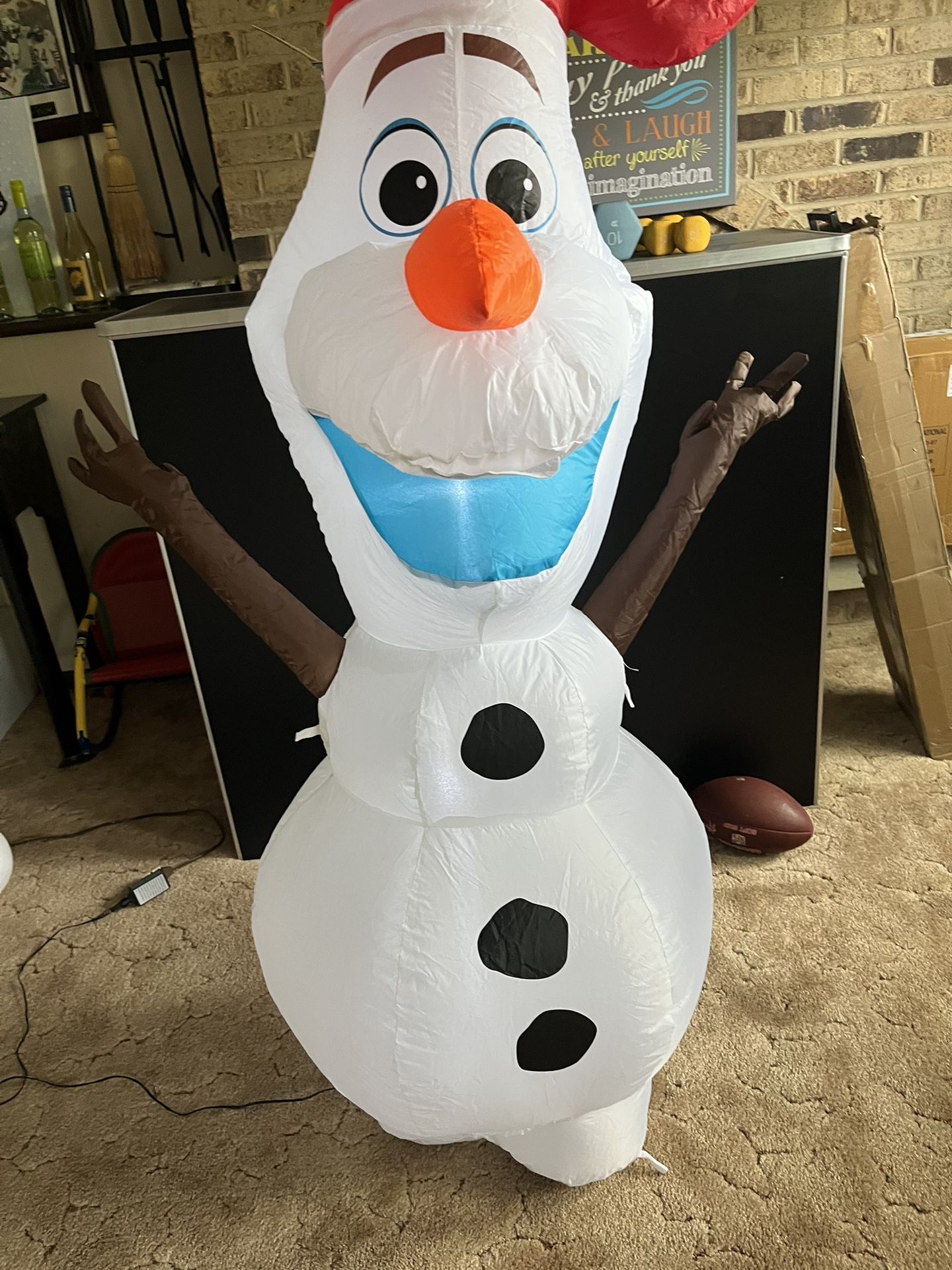 Frozen OLAF Airblown Inflatable 5 ft Tall LED Disney Christmas Santa Hat