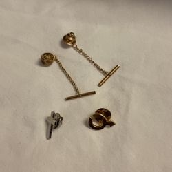 Gold Cuff Links & Lapel Pins $6 Ea