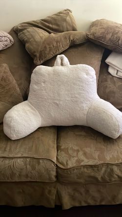 White Plush Reading Pillow with Arms