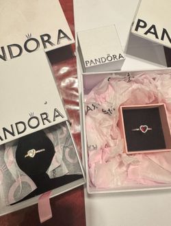 Pandora Elevated Heart Ring - Silver Gold Red Clear