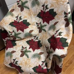 120x80" Christmas tablecloth and 4 new napkins, placemats, 6 wine glasses, all for $20