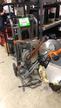 1003 RIDGID R41222 Corded 120v 15amp 12" Dual Bevel Sliding Miter Saw with Rolling Stand 593804