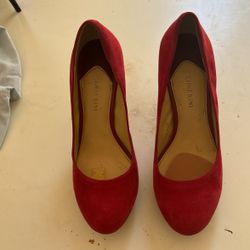 Red Suede Stiletto Pumps