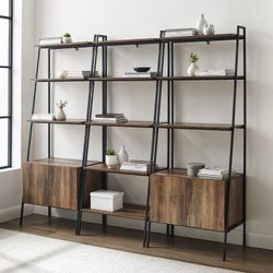 Metal Ladder Bookcase Shelving + Cabinet (3 pieces)
