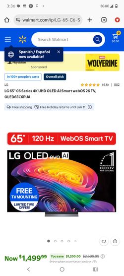 LG 65" C6 Series 4K OLED Smart TV