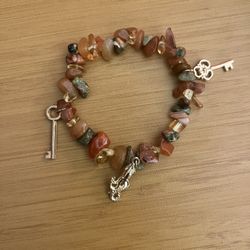 Bracelet With Three Charms Rock Material Size 6