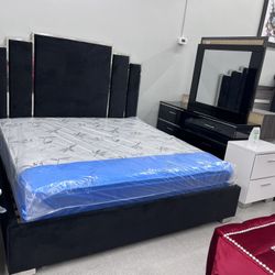 4pc Ek Bedroom Set 🖤 Black Color 🖤