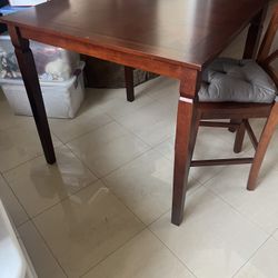 Wood Table With Glass Top And Chair Set