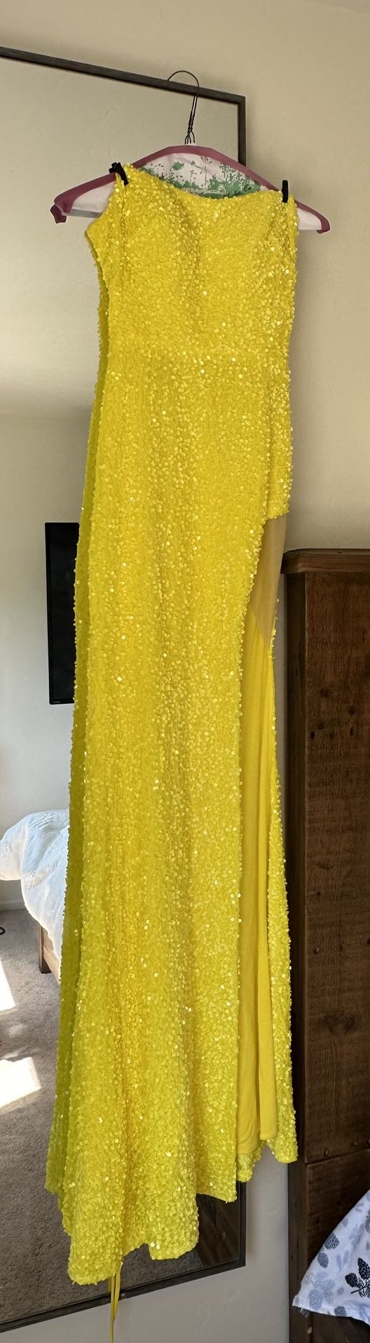yellow sequin Formal Dress