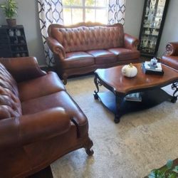 Real Leather Couch & Love Seat Set