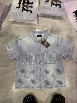 Mixed Emotions Paisley Denim Blue Shirt