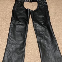 Men’s Genuine Leather Biker/Motorcycle Chaps 