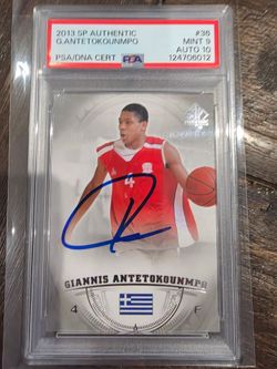 2013-14 SP Authentic Giannis Antetokounmpo #36 Autographs (AU, RC) PSA 9 AUTO 10
