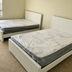 NEW BED FRAME FULL SIZE WITH MATTRESS AND BOX SPRING