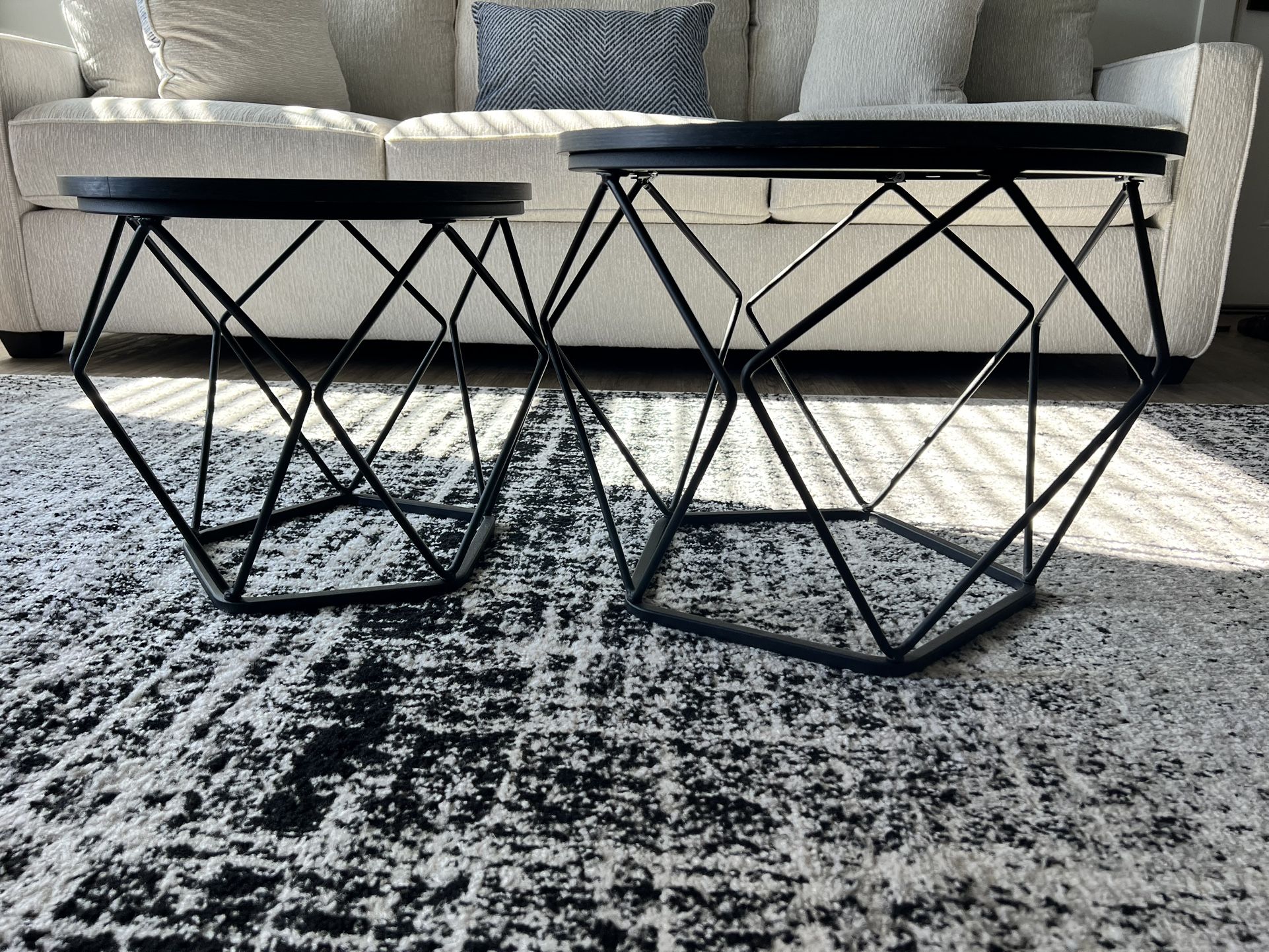 Small Round Coffee Tables 2pc- Black