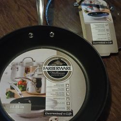 Farberware Millennium 12.25-inch stainless steel nonstick frying pan + glass lid