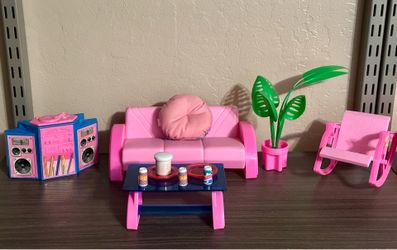 Furniture Pieces from Vintage 1986 Mattel “Barbie and the Rockers – Rockin’ House Party Playset #7748”